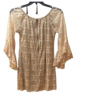 JUDITH MARCHE Bell-sleeve lace dress -M